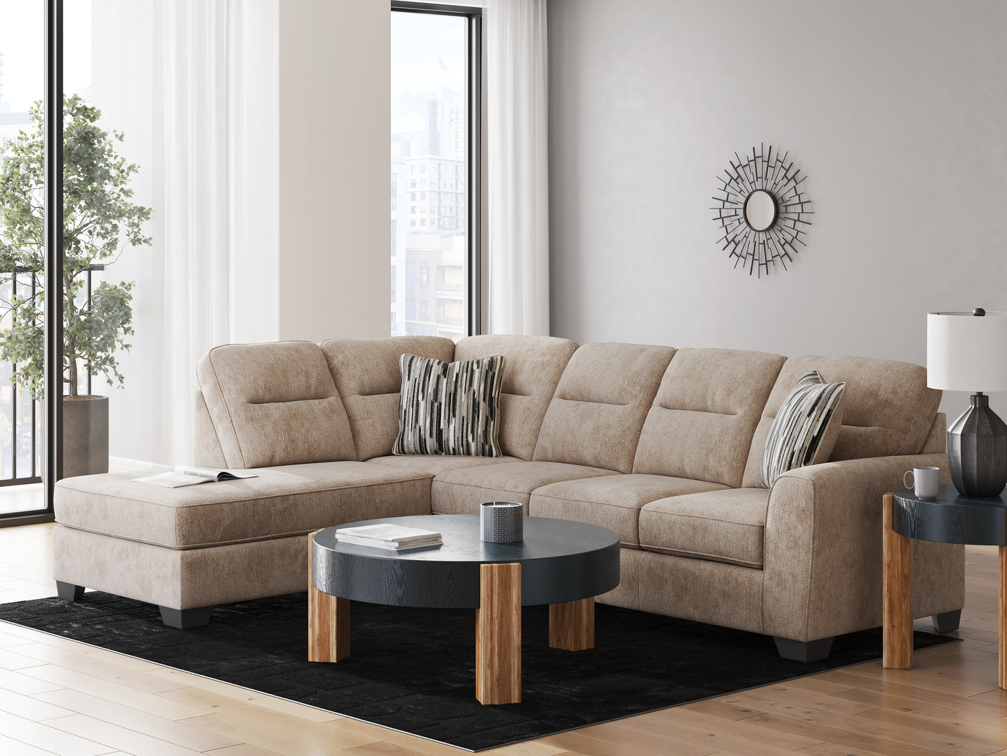 The Furniture Outlets - Ashley Furniture - Olten Sectional - RAF 2-Piece Sectional with Chaise / Mocha - 31304S1
