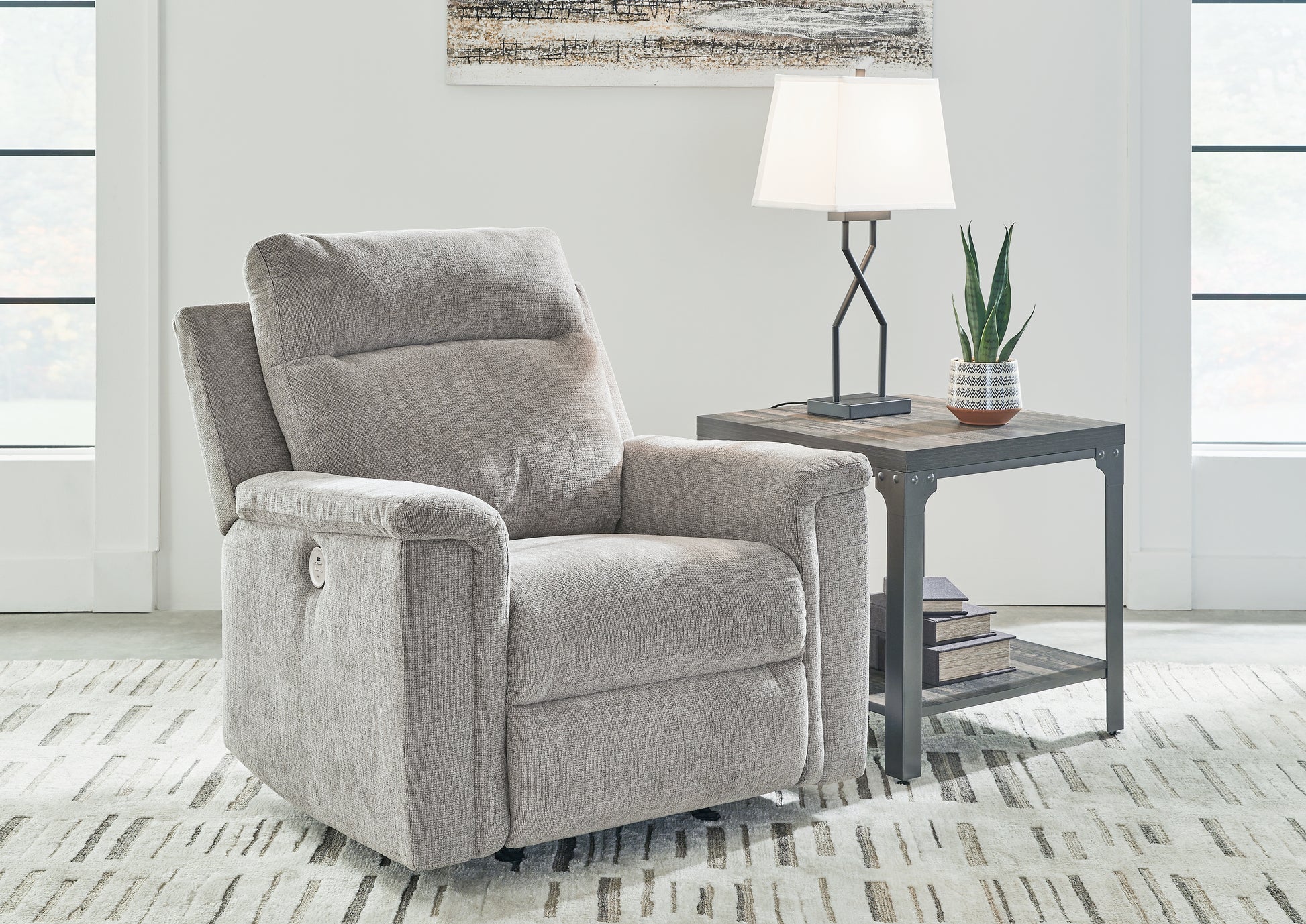 The Furniture Outlets - Ashley Furniture - Barnsana Living Room - Power Rocker Recliner / Ash - 3320198