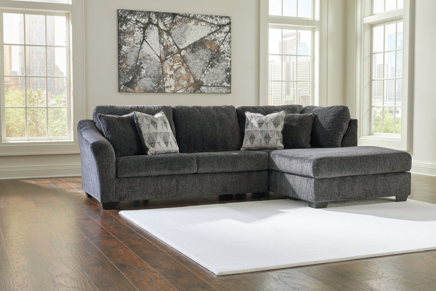 The Furniture Outlets - Ashley Furniture - Biddeford Sectional - LAF 2-Piece Sectional with Chaise / Shadow - 35504S2