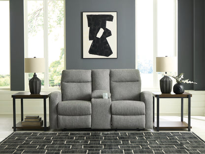 The Furniture Outlets - Ashley Furniture - Gauntlet Living Room - DBL Rec Loveseat w/Console / Sterling - PC4220494