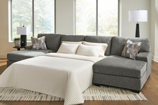 The Furniture Outlets - Ashley Furniture - Revenna Sectional - RAF 3-Piece Sleeper Sectional with Double Chaise / Greystone - PC48405S7