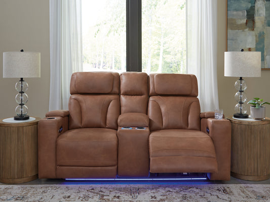 The Furniture Outlets - Ashley Furniture - Clean-Slate Living Room - PWR REC Sofa with ADJ Headrest / Caramel - PC5010115
