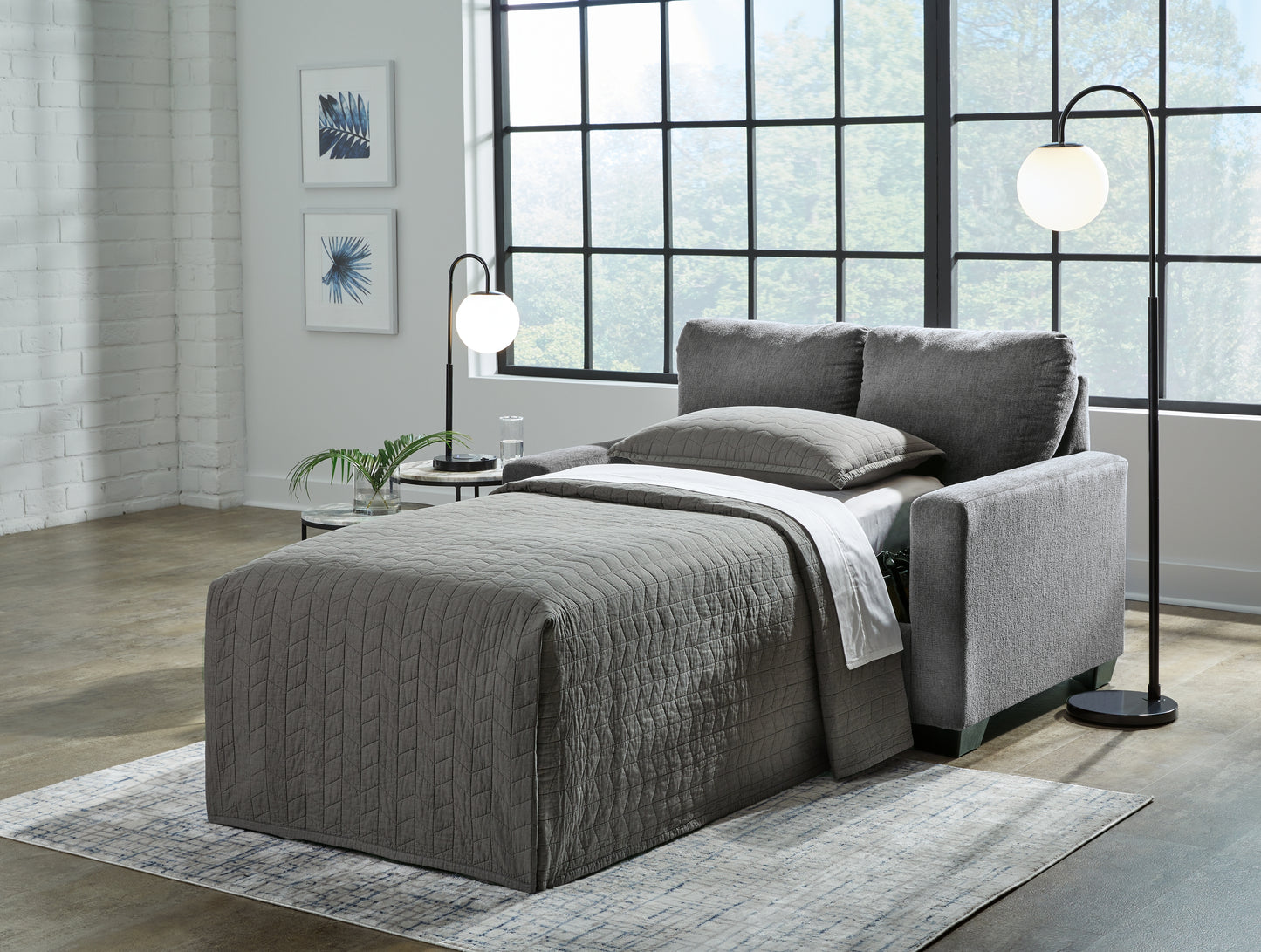 The Furniture Outlets - Ashley Furniture - Rannis Living Room - Twin Sofa Sleeper / Pewter - 5360237