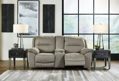 The Furniture Outlets - Ashley Furniture - Next-Gen Gaucho Living Room - DBL REC PWR Loveseat w/Console / Putty - 5420396
