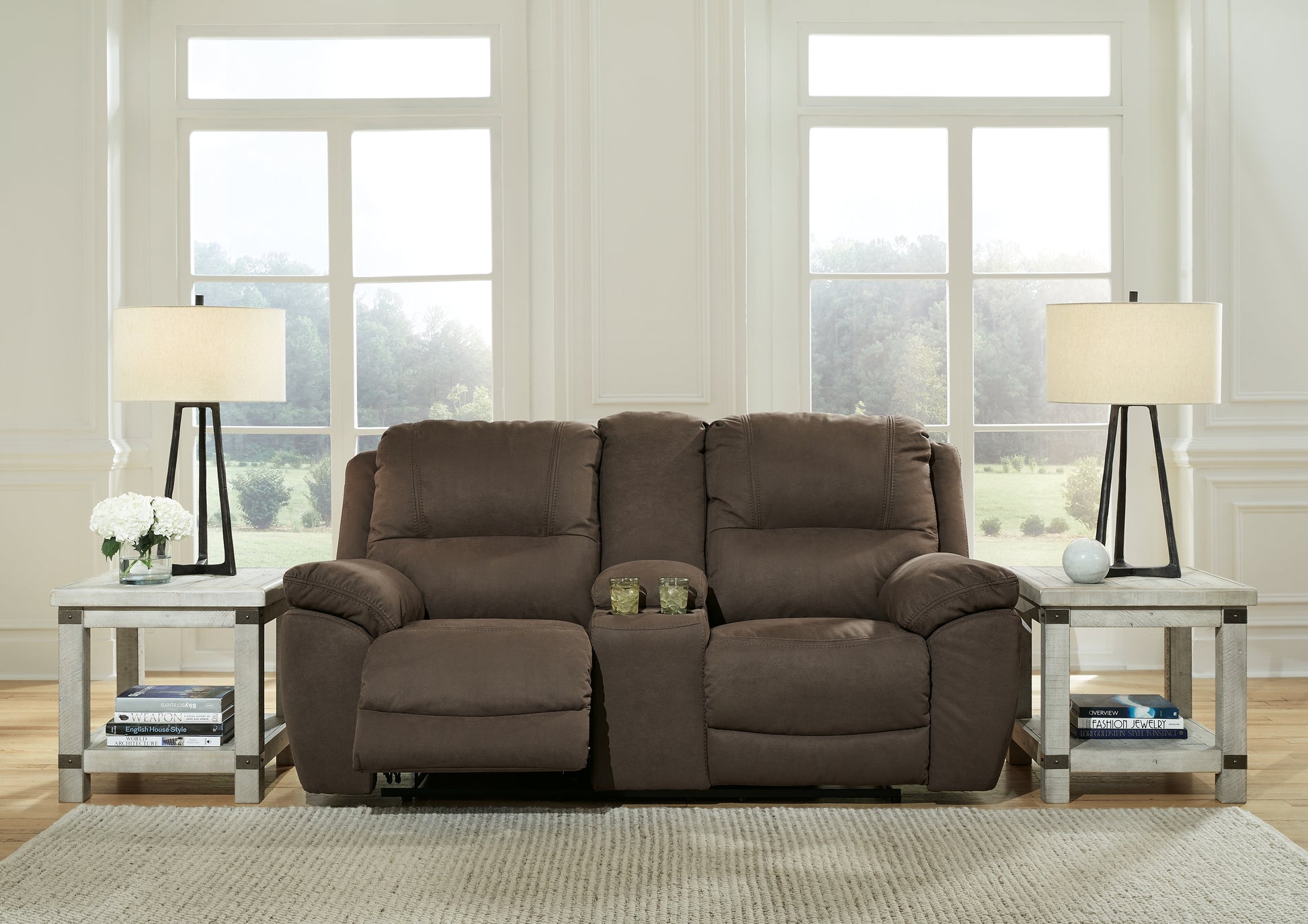 The Furniture Outlets - Ashley Furniture - Next-Gen Gaucho Living Room - DBL Rec Loveseat w/Console / Espresso - 5420494