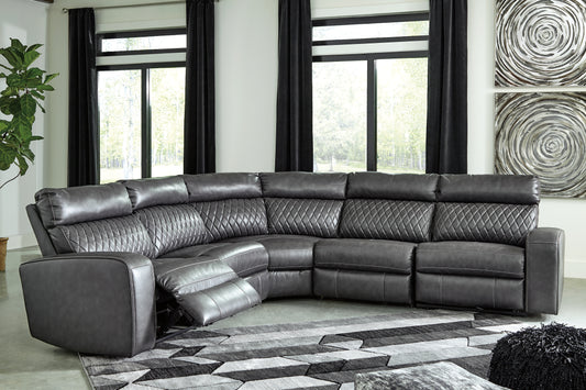 The Furniture Outlets - Ashley Furniture - Samperstone Sectional - 2-Piece Power Reclining Sectional Loveseat / Gray - 55203S5