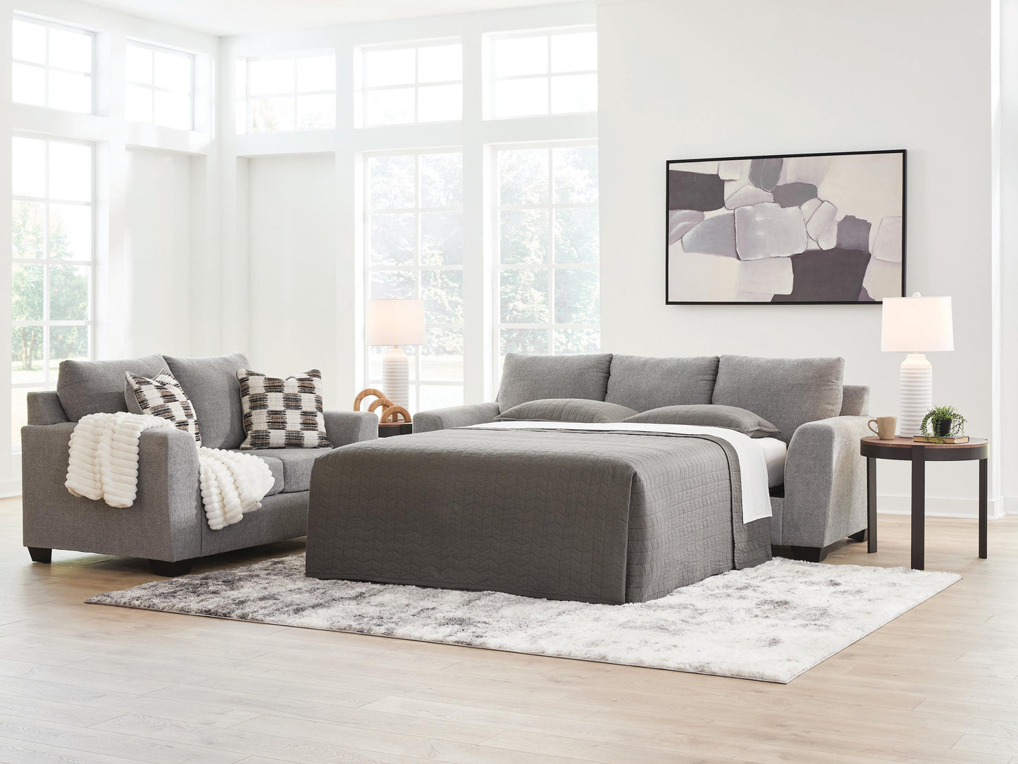 The Furniture Outlets - Ashley Furniture - Loreo Living Room - Queen Sofa Sleeper / Flint - 6310339