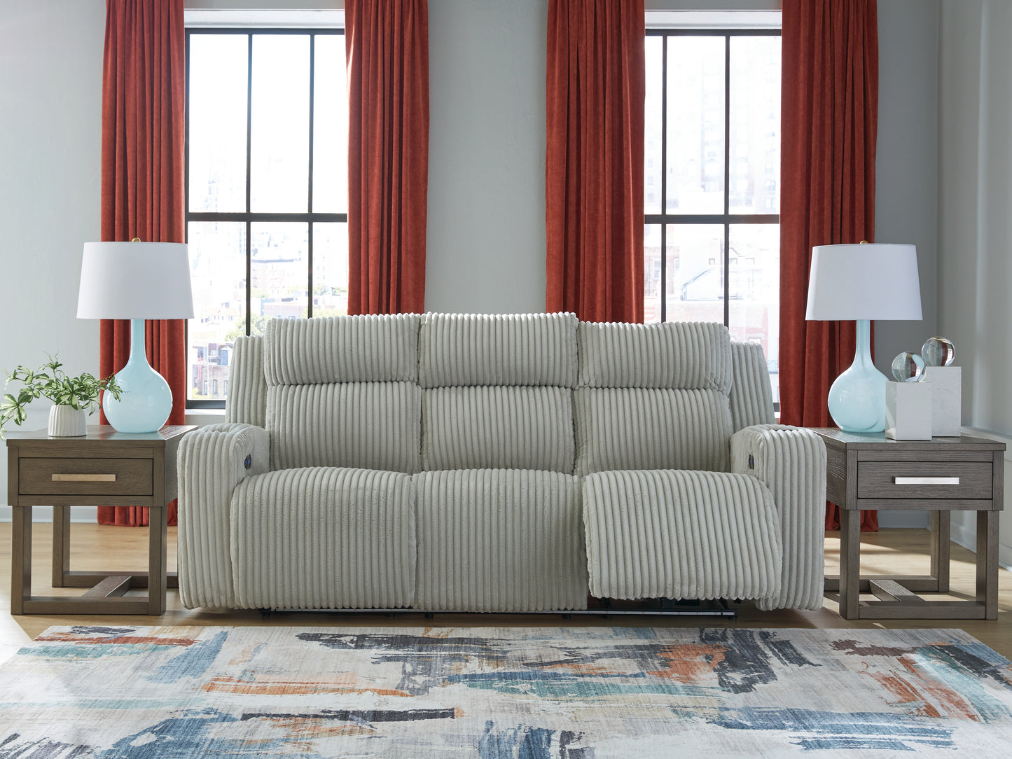 The Furniture Outlets - Ashley Furniture - Forest Lake Living Room - PWR REC Sofa with ADJ Headrest / Alloy - PC6420315