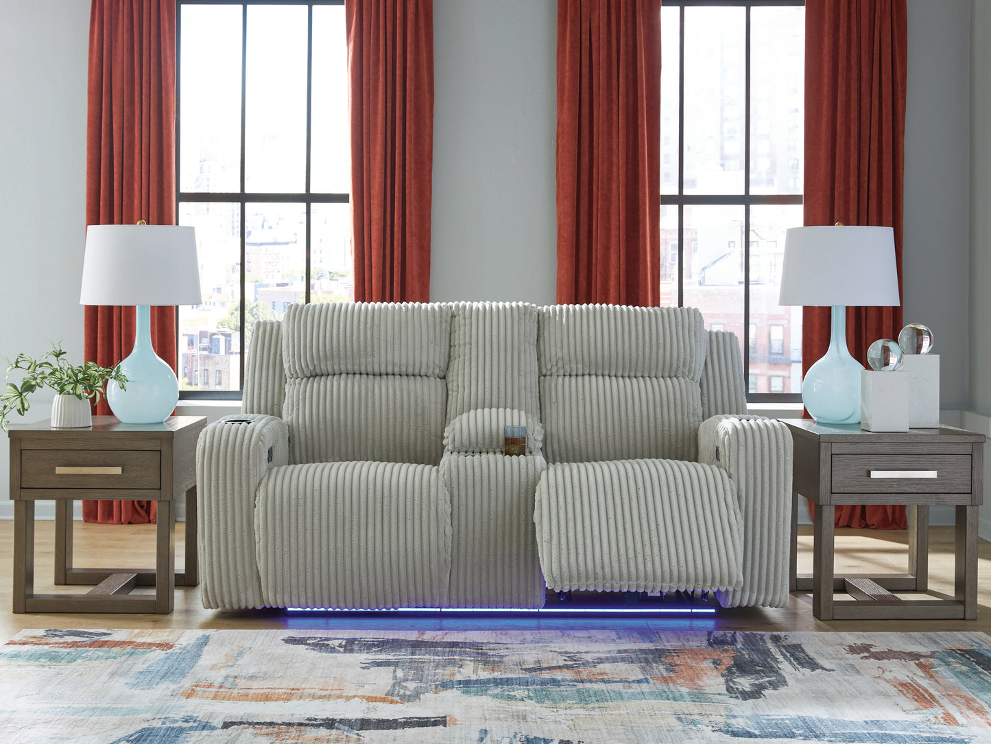 The Furniture Outlets - Ashley Furniture - Forest Lake Living Room - PWR REC Loveseat/CON/ADJ HDRST / Alloy - PC6420318