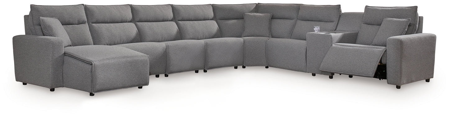 The Furniture Outlets - Ashley Furniture - ModMax II Sectional - 8-Piece Power Reclining Sectional with Console / Salt and Pepper - 65906S47
