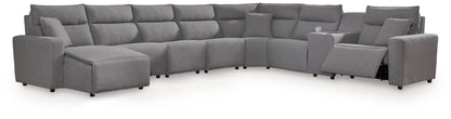 The Furniture Outlets - Ashley Furniture - ModMax II Sectional - 8-Piece Power Reclining Sectional with Console / Salt and Pepper - 65906S47