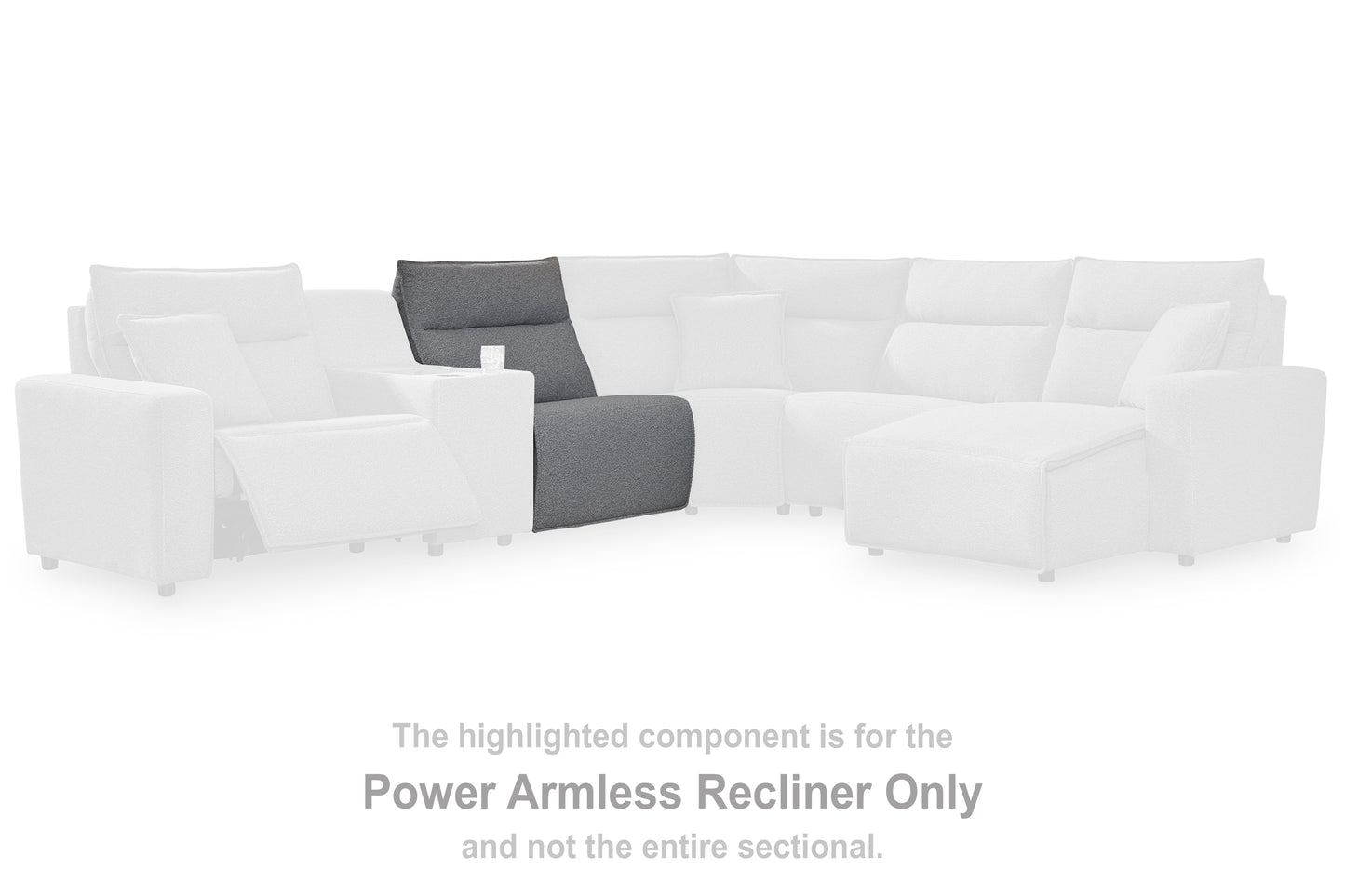 The Furniture Outlets - Ashley Furniture - ModMax II Sectional - PWR Armless REC w/ADJ Headrest / Salt and Pepper - 6590631