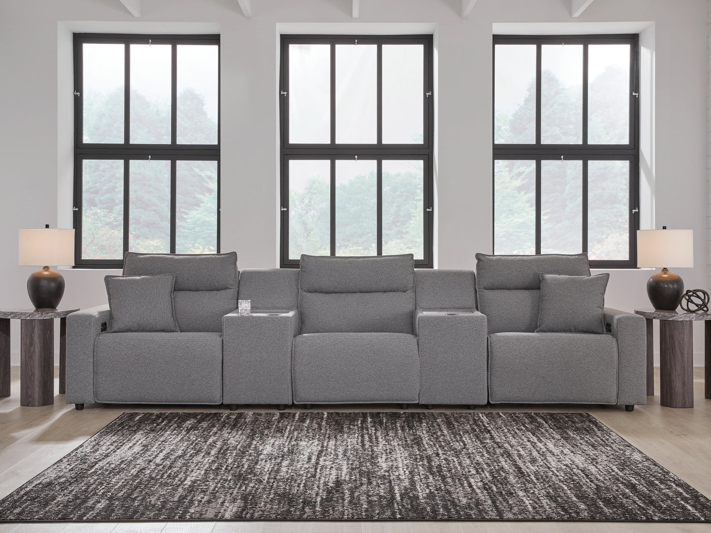 The Furniture Outlets - Ashley Furniture - ModMax II Sectional - 5-Piece Power Reclining Sectional with Consoles / Salt and Pepper - 65906S14