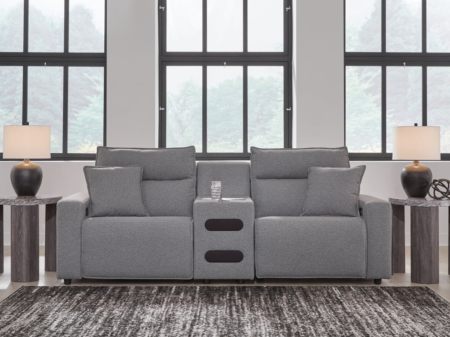 The Furniture Outlets - Ashley Furniture - ModMax II Sectional - 3-Piece Power Reclining Sectional with Audio Console / Salt and Pepper - 65906S2