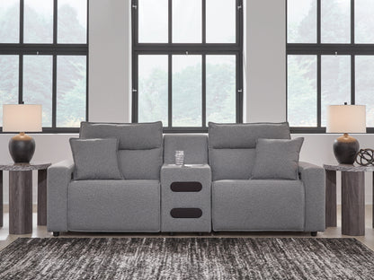 The Furniture Outlets - Ashley Furniture - ModMax II Sectional - 3-Piece Power Reclining Sectional with Audio Console / Salt and Pepper - 65906S2
