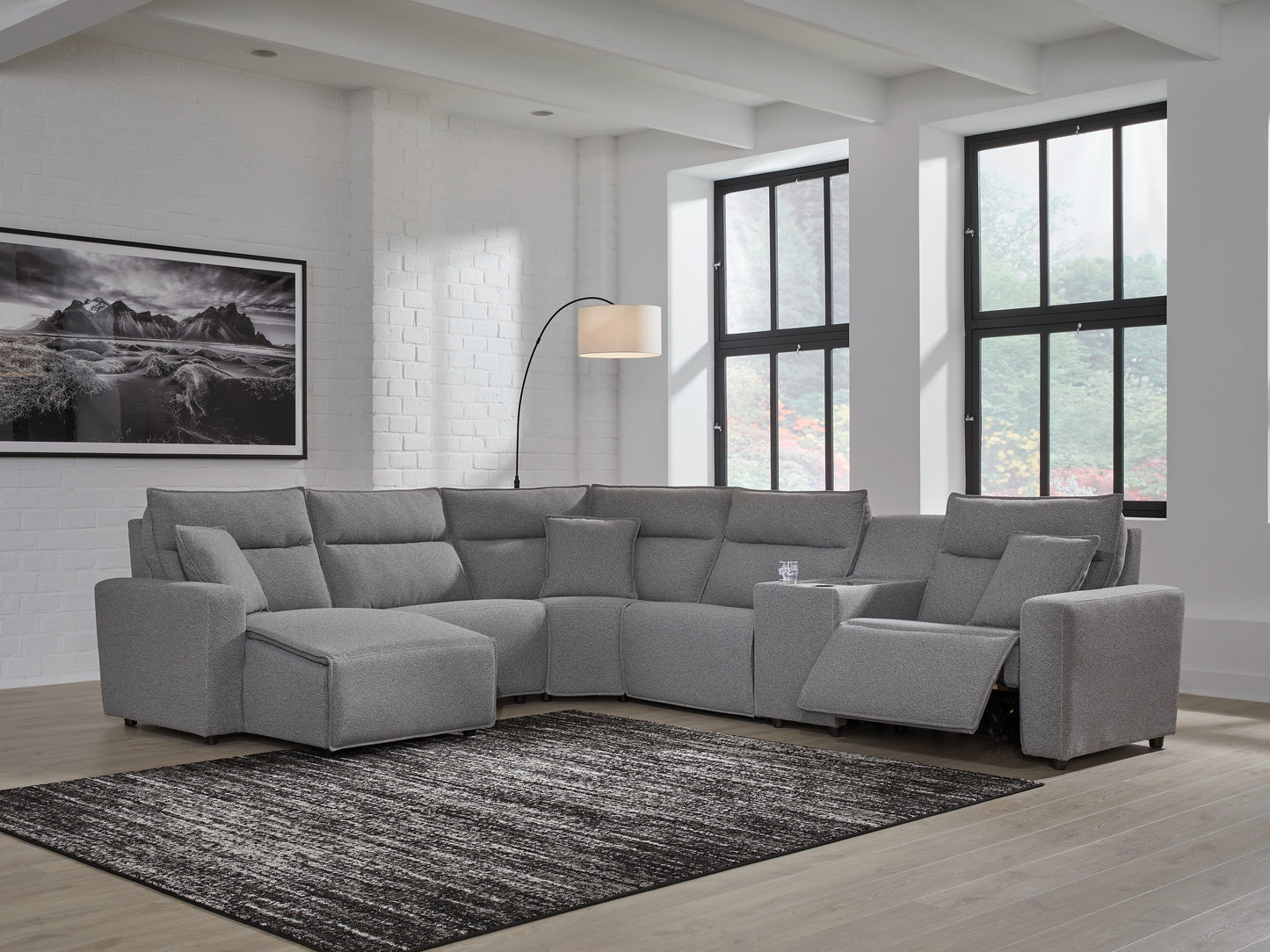 The Furniture Outlets - Ashley Furniture - ModMax II Sectional - 6-Piece Power Reclining Sectional with Chaise and Console / Salt and Pepper - 65906S19