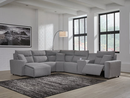 The Furniture Outlets - Ashley Furniture - ModMax II Sectional - 6-Piece Power Reclining Sectional with Chaise and Console / Salt and Pepper - 65906S19