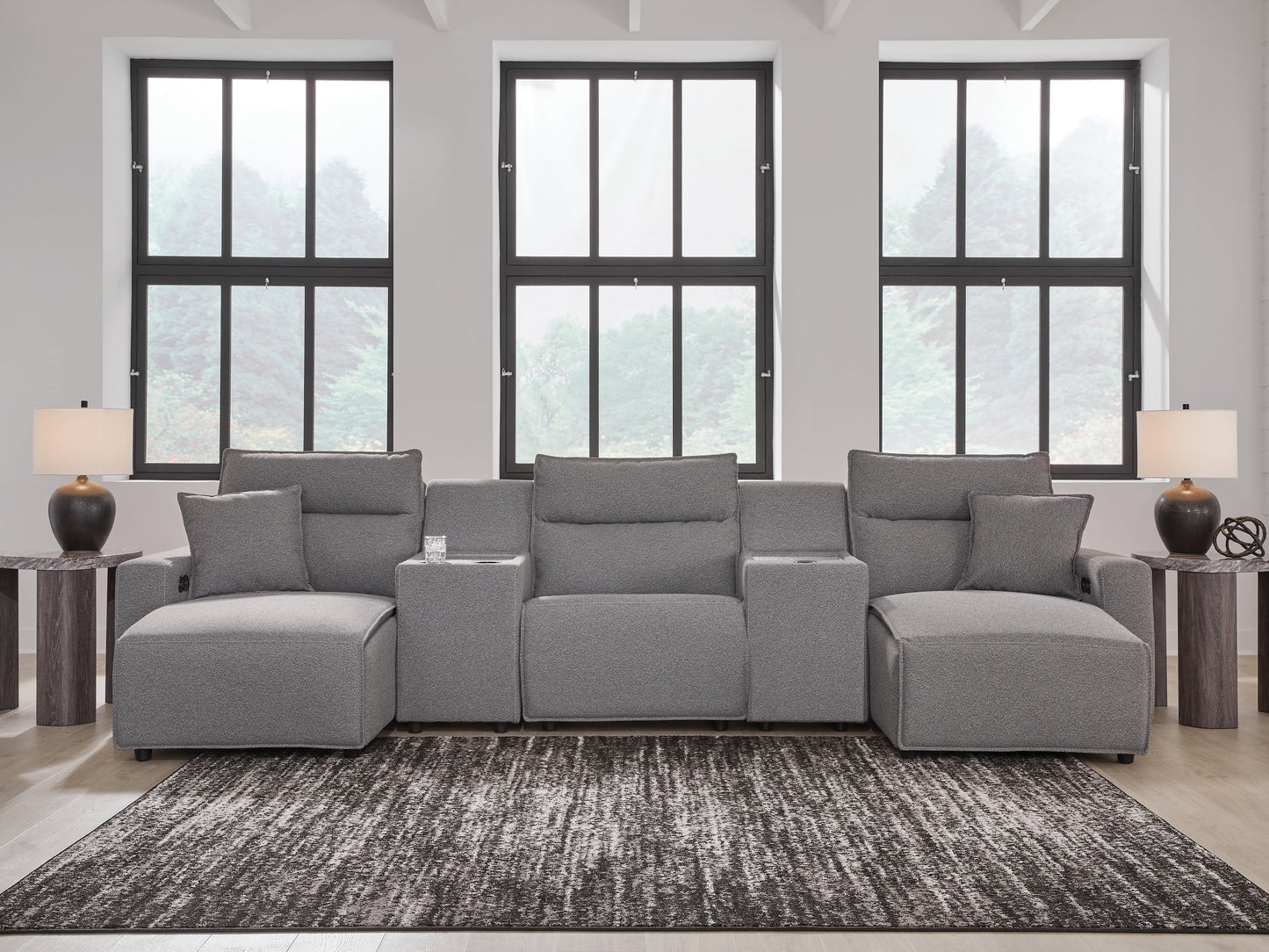 The Furniture Outlets - Ashley Furniture - ModMax II Sectional - 5-Piece Power Reclining Sectional with Chaise and Consoles / Salt and Pepper - 65906S16