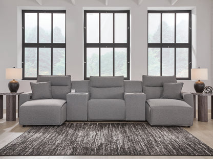 The Furniture Outlets - Ashley Furniture - ModMax II Sectional - 5-Piece Power Reclining Sectional with Chaise and Consoles / Salt and Pepper - 65906S16