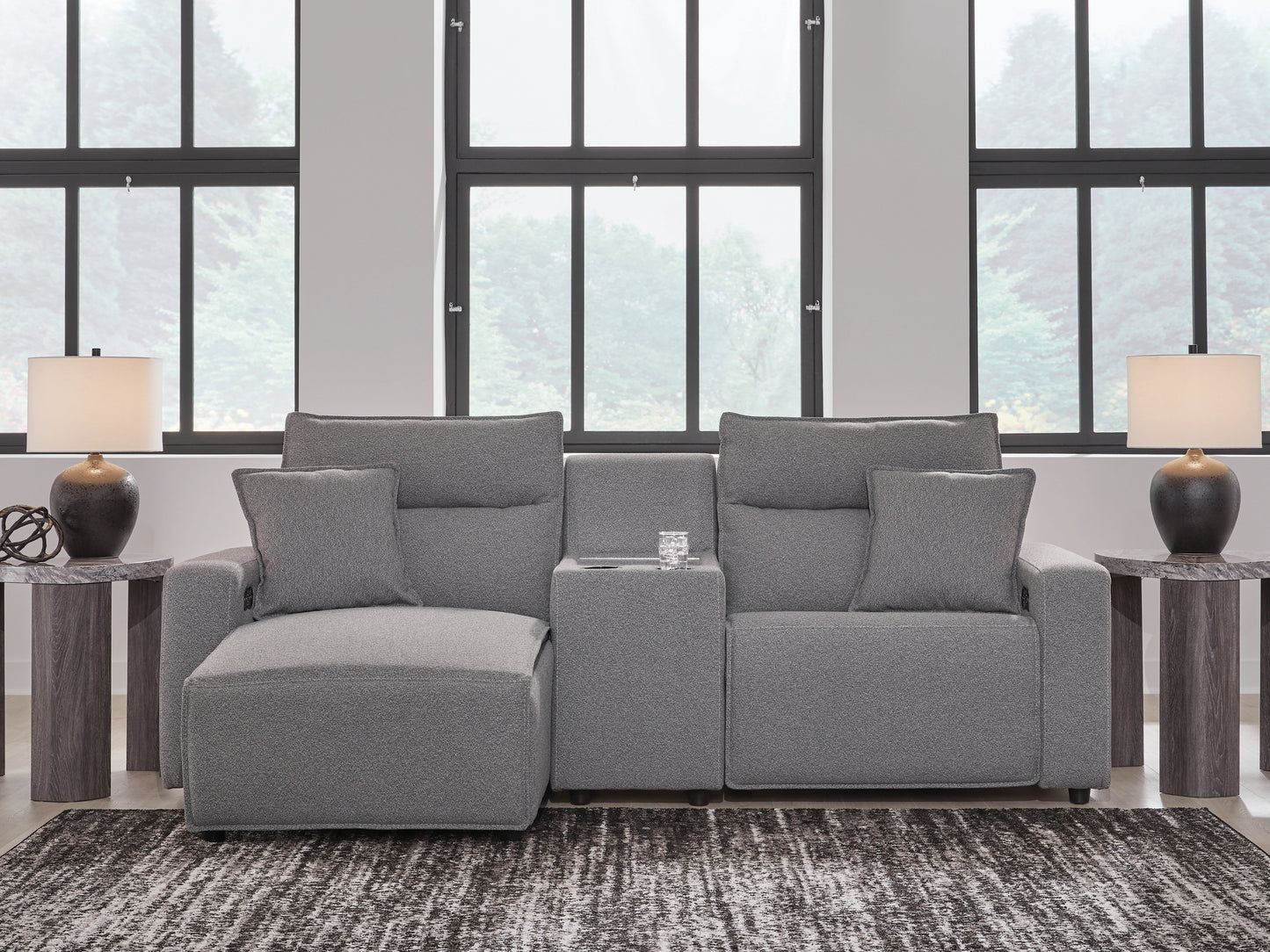 The Furniture Outlets - Ashley Furniture - ModMax II Sectional - 3-Piece Power Reclining Sectional with Chaise and Console / Salt and Pepper - 65906S17