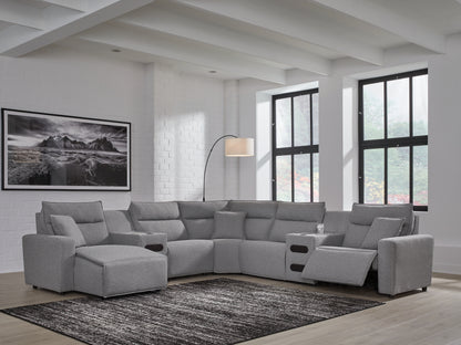 The Furniture Outlets - Ashley Furniture - ModMax II Sectional - 7-Piece Power Reclining Sectional with Chaise and Audio Consoles / Salt and Pepper - 65906S20