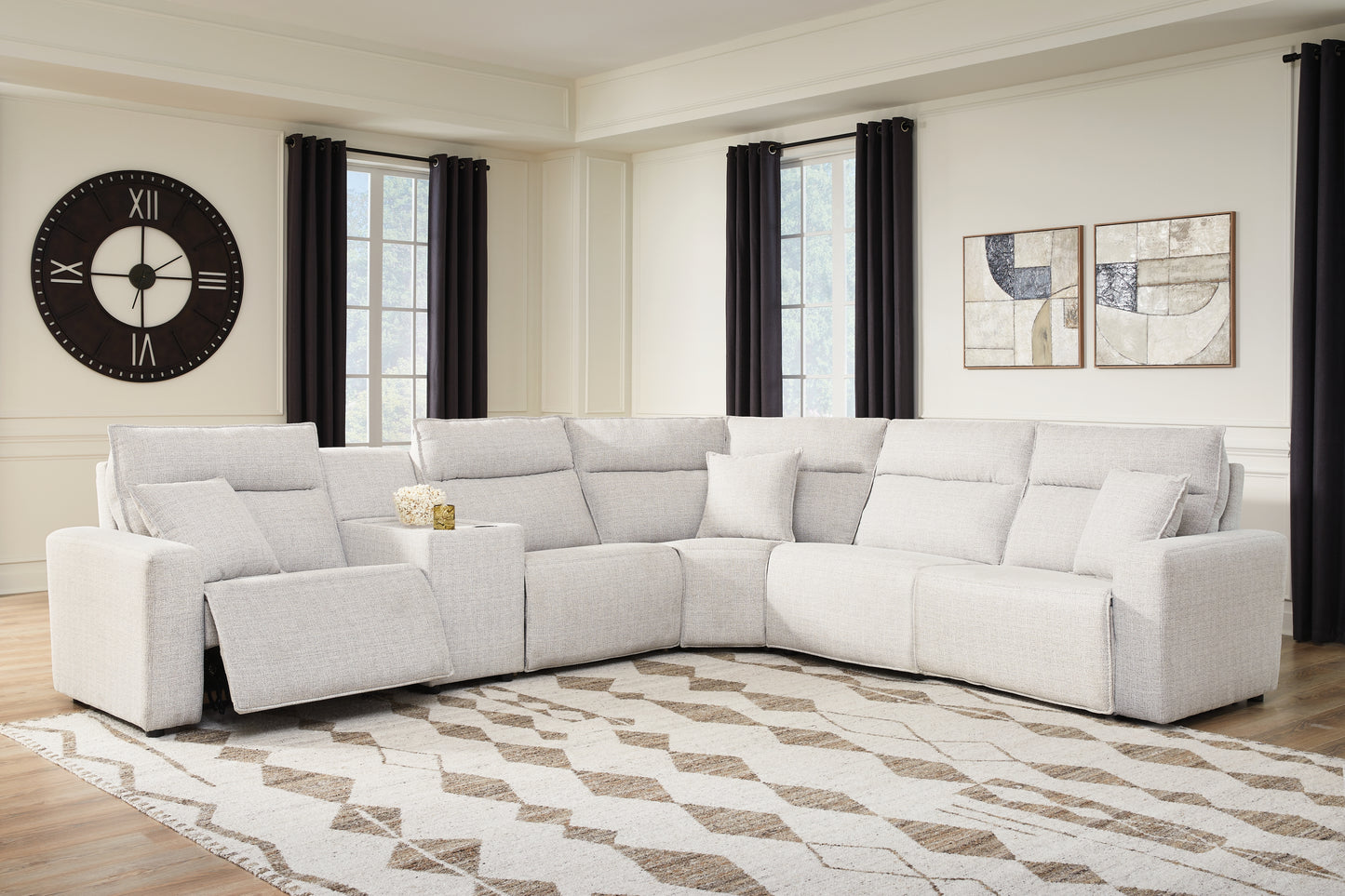 The Furniture Outlets - Ashley Furniture - ModMax II Sectional - 6-Piece Reclining Sectional with Console / Stone - 65907S36