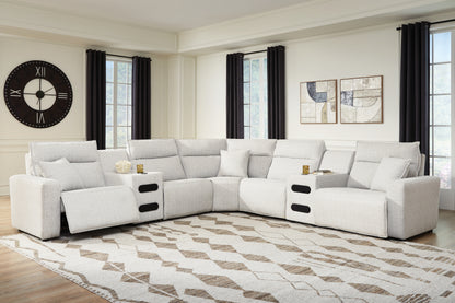 The Furniture Outlets - Ashley Furniture - ModMax II Sectional - 7-Piece Power Reclining Sectional with Audio Consoles / Stone - 65907S9