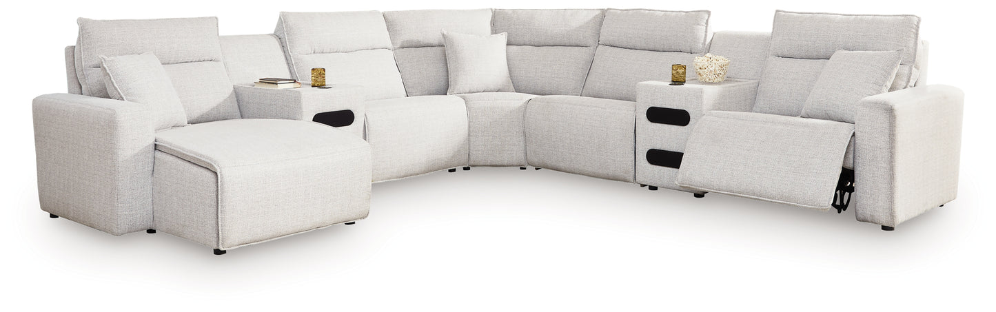 The Furniture Outlets - Ashley Furniture - ModMax II Sectional - 7-Piece Power Reclining Sectional with Chaise and Audio Consoles / Stone - 65907S20