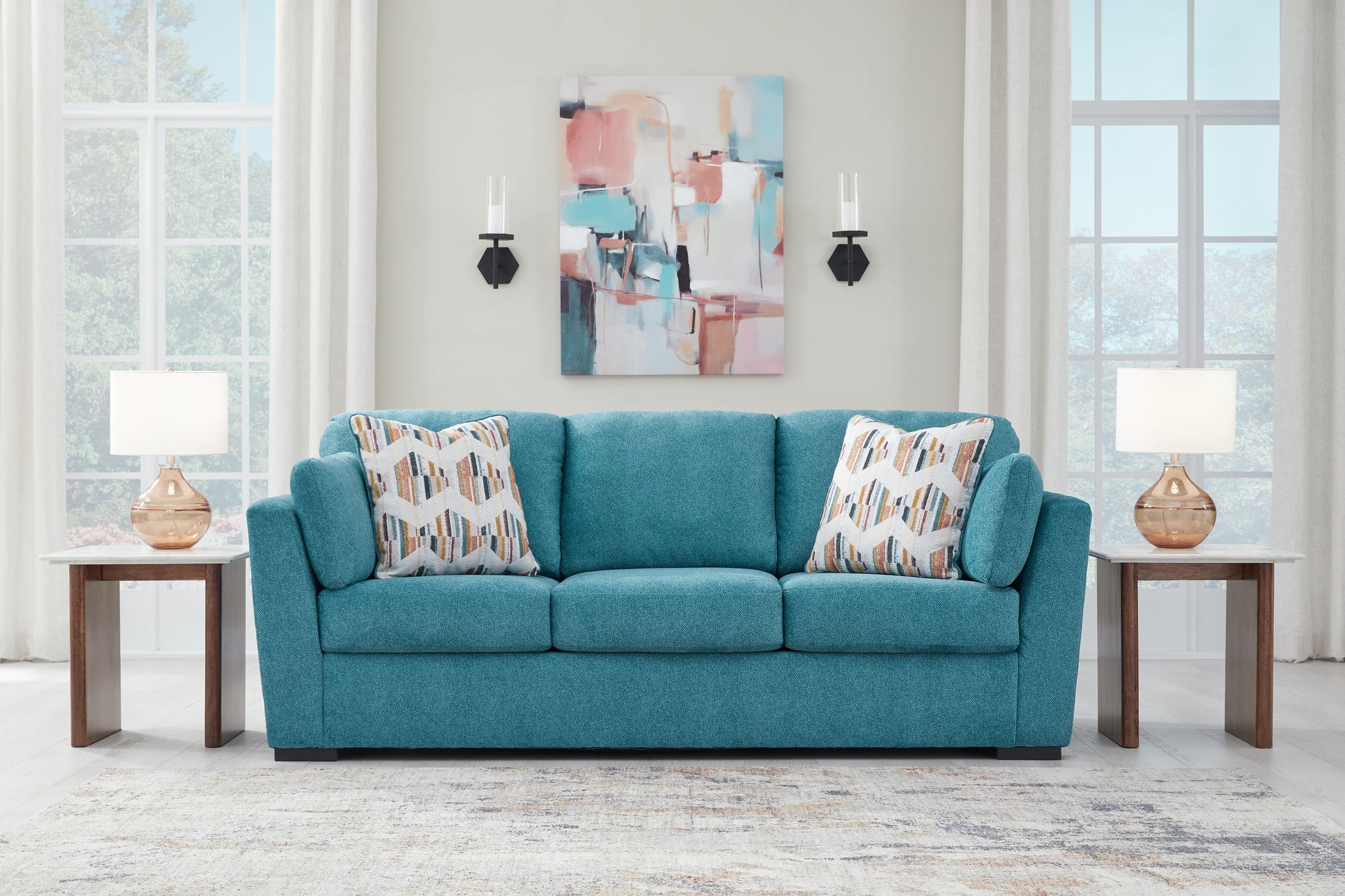 The Furniture Outlets - Ashley Furniture - Keerwick Living Room - Sofa / Teal - 6750738