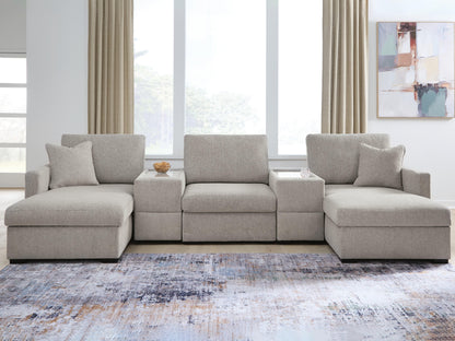 The Furniture Outlets - Ashley Furniture - ModMax Luxe Sectional - RAF 5-Piece Double Chaise Sectional with Storage Consoles / Flint - 68605S38
