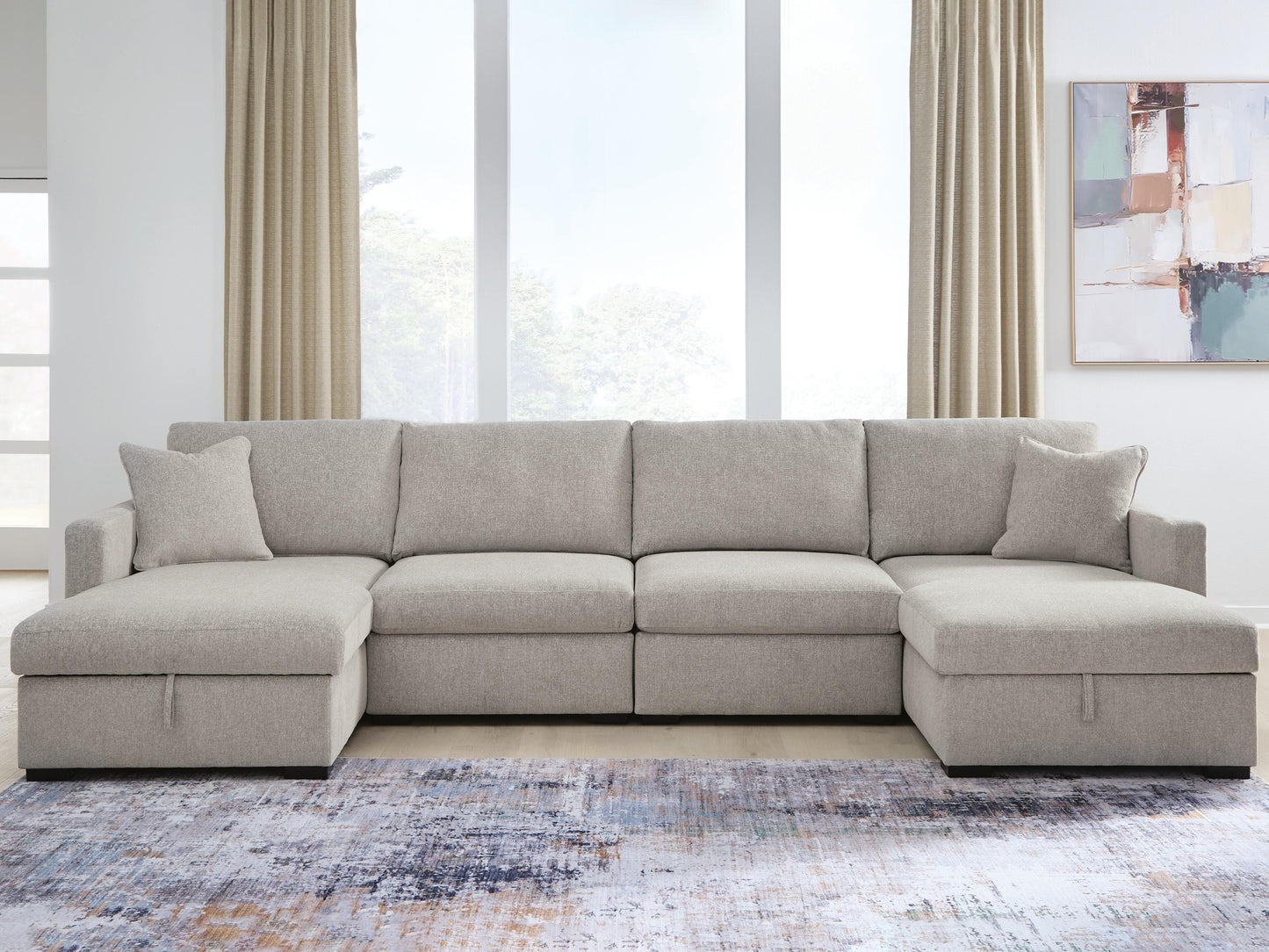 The Furniture Outlets - Ashley Furniture - ModMax Luxe Sectional - RAF 4-Piece Double Storage Chaise Sectional / Flint - 68605S62