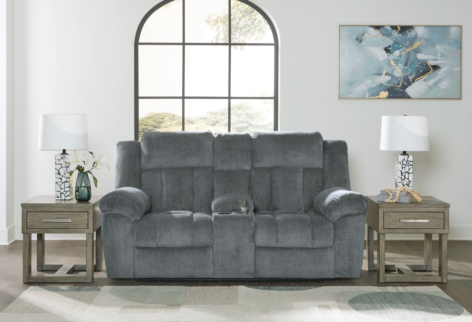 The Furniture Outlets - Ashley Furniture - Tip-Off Living Room - PWR REC Loveseat/CON/ADJ HDRST / Slate - 6930418