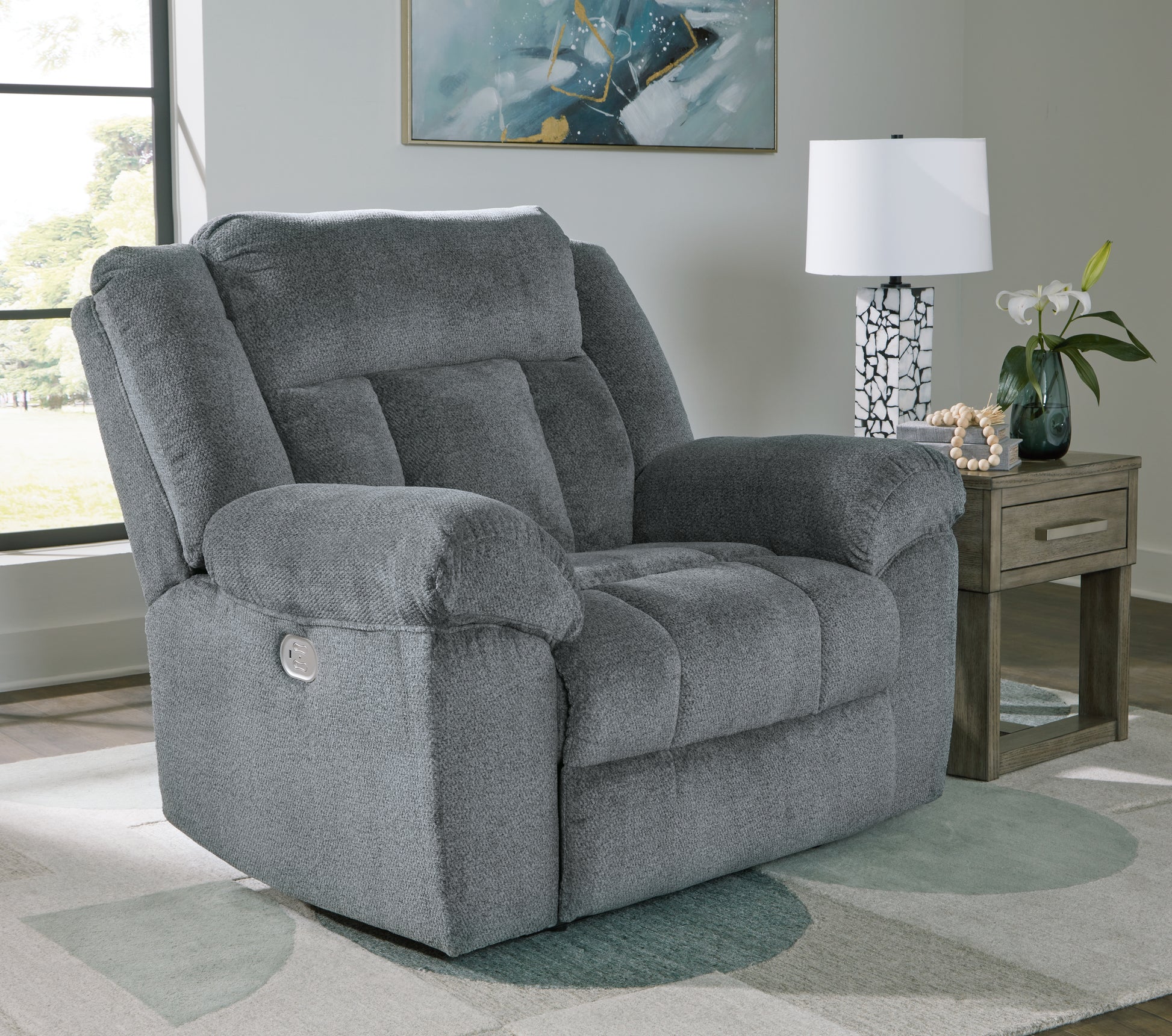 The Furniture Outlets - Ashley Furniture - Tip-Off Living Room - PWR Recliner/ADJ Headrest / Slate - 6930482