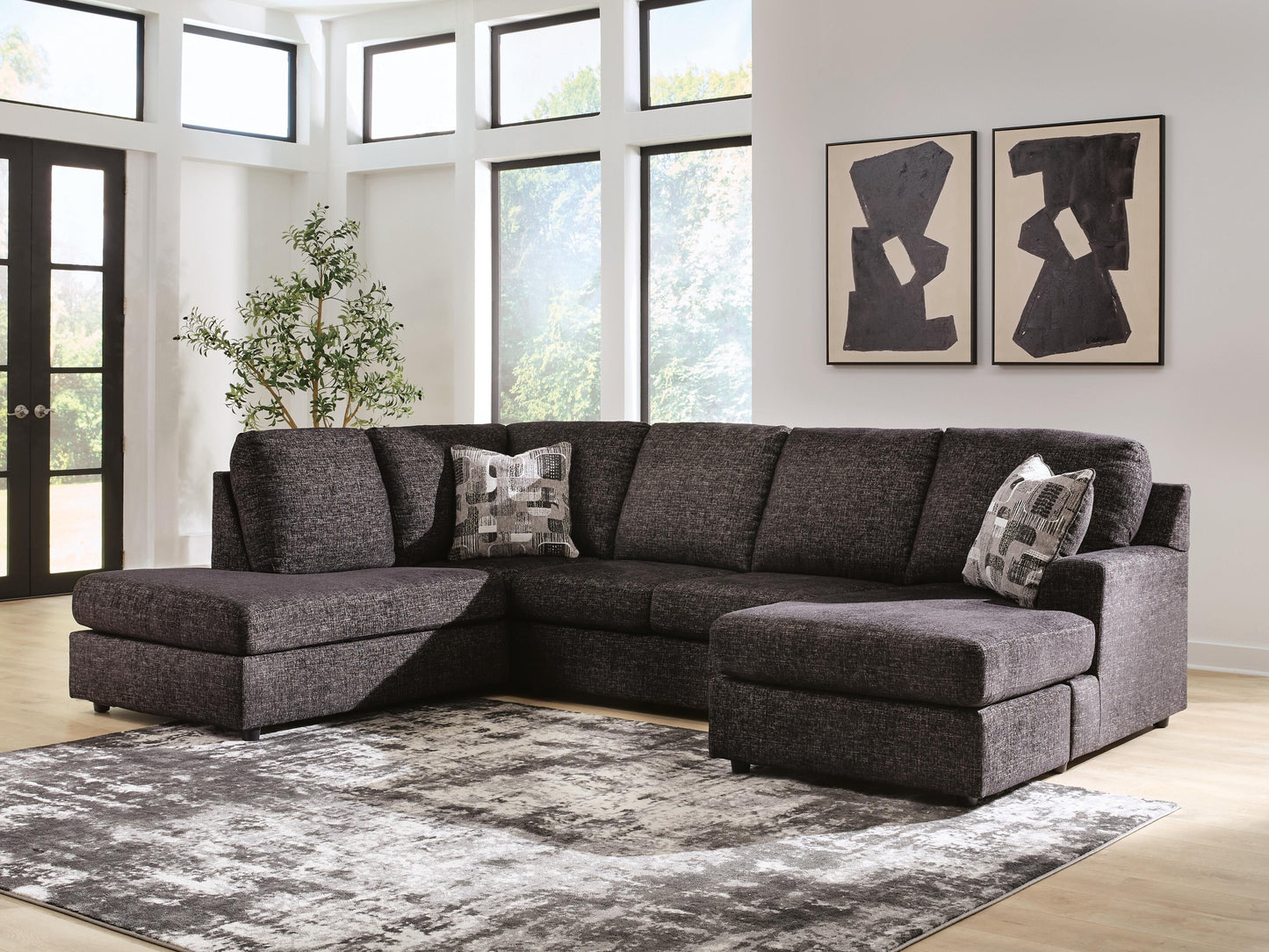 The Furniture Outlets - Ashley Furniture - Lentiz Sectional - RAF 2-Piece Sectional with Chaise / Onyx - PC73404S1