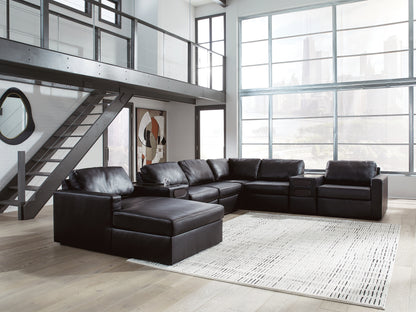 The Furniture Outlets - Ashley Furniture - ModMax II Sectional - RAF 8-Piece Sectional with Chaise and Audio Consoles / Black - 74305S47