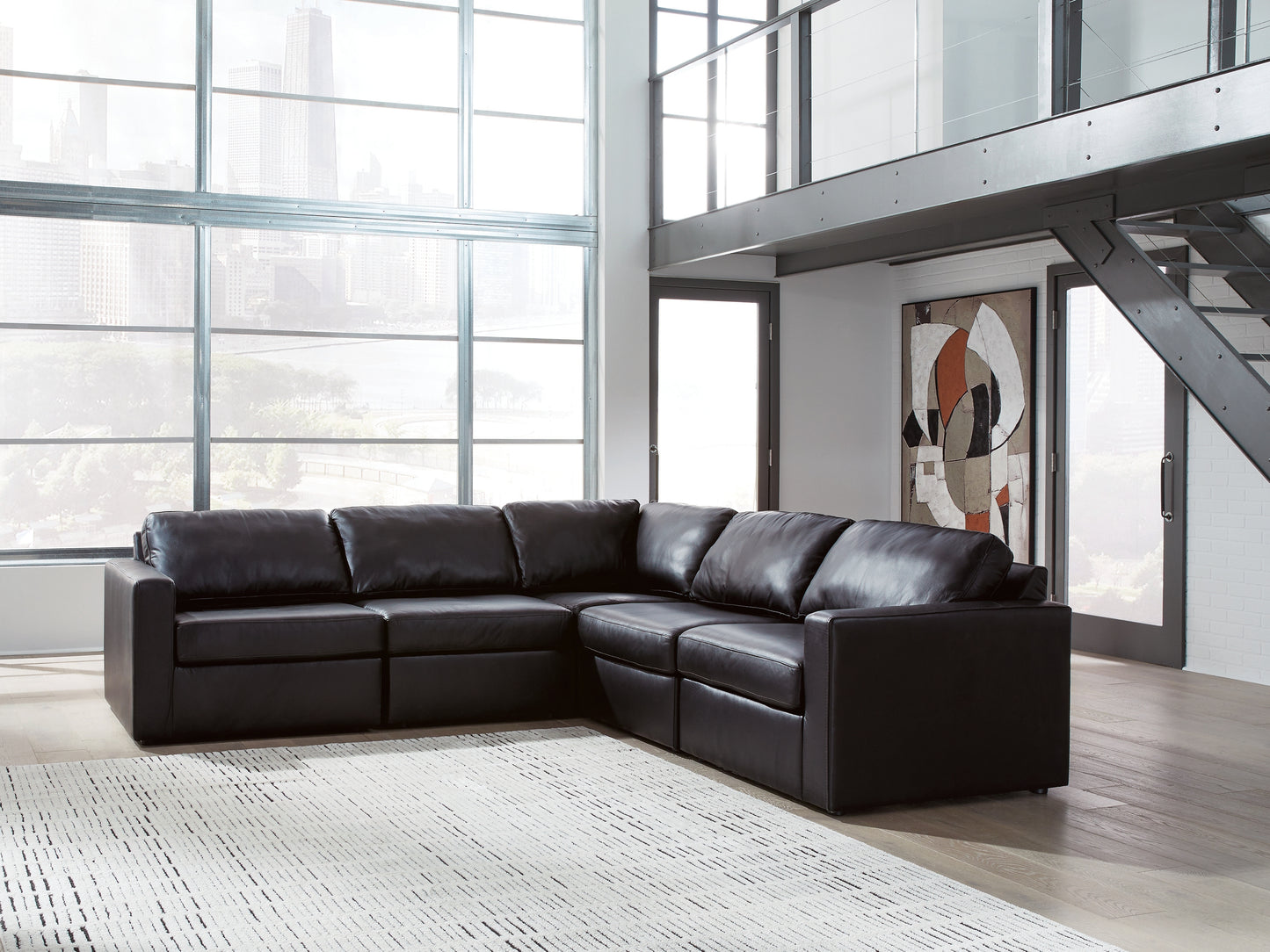 The Furniture Outlets - Ashley Furniture - ModMax II Sectional - RAF 5-Piece Sectional / Black - 74305S6