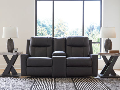 The Furniture Outlets - Ashley Furniture - Mackmenville Living Room - DBL Rec Loveseat w/Console / Carbon - 7471394