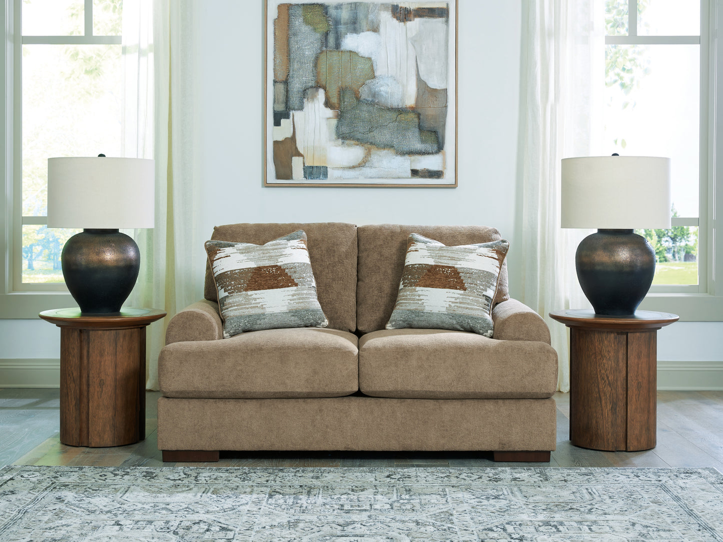 The Furniture Outlets - Ashley Furniture - Jayne Park Living Room - Loveseat / Pecan - PC8150535