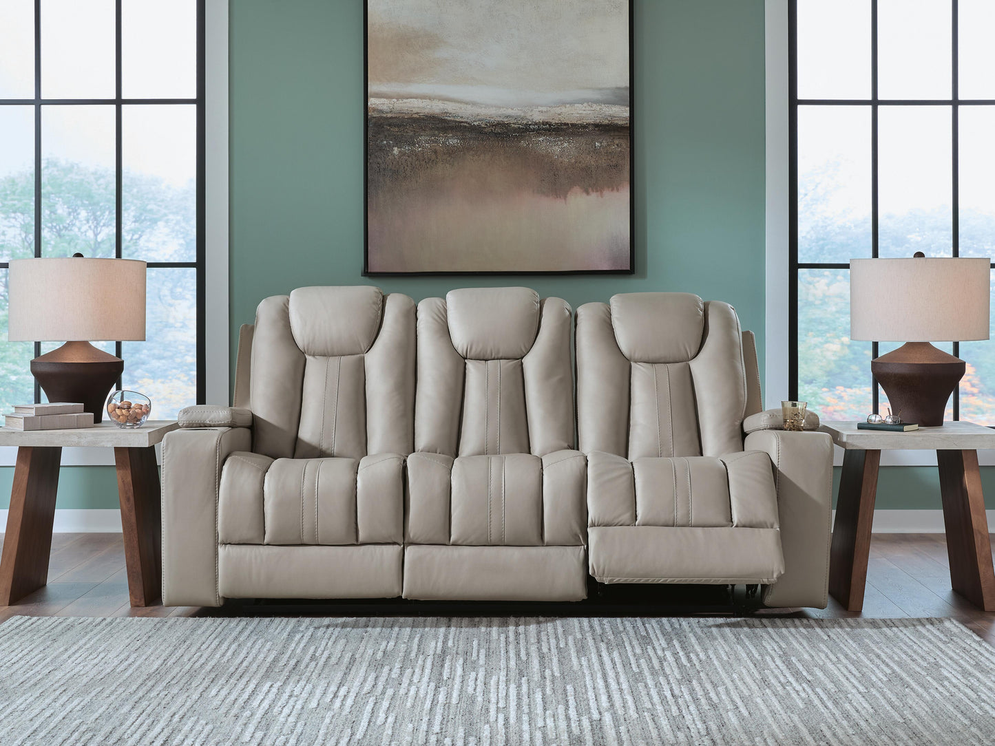 The Furniture Outlets - Ashley Furniture - Elevate Edges Living Room - REC Sofa w/Drop Down Table - PC8330589