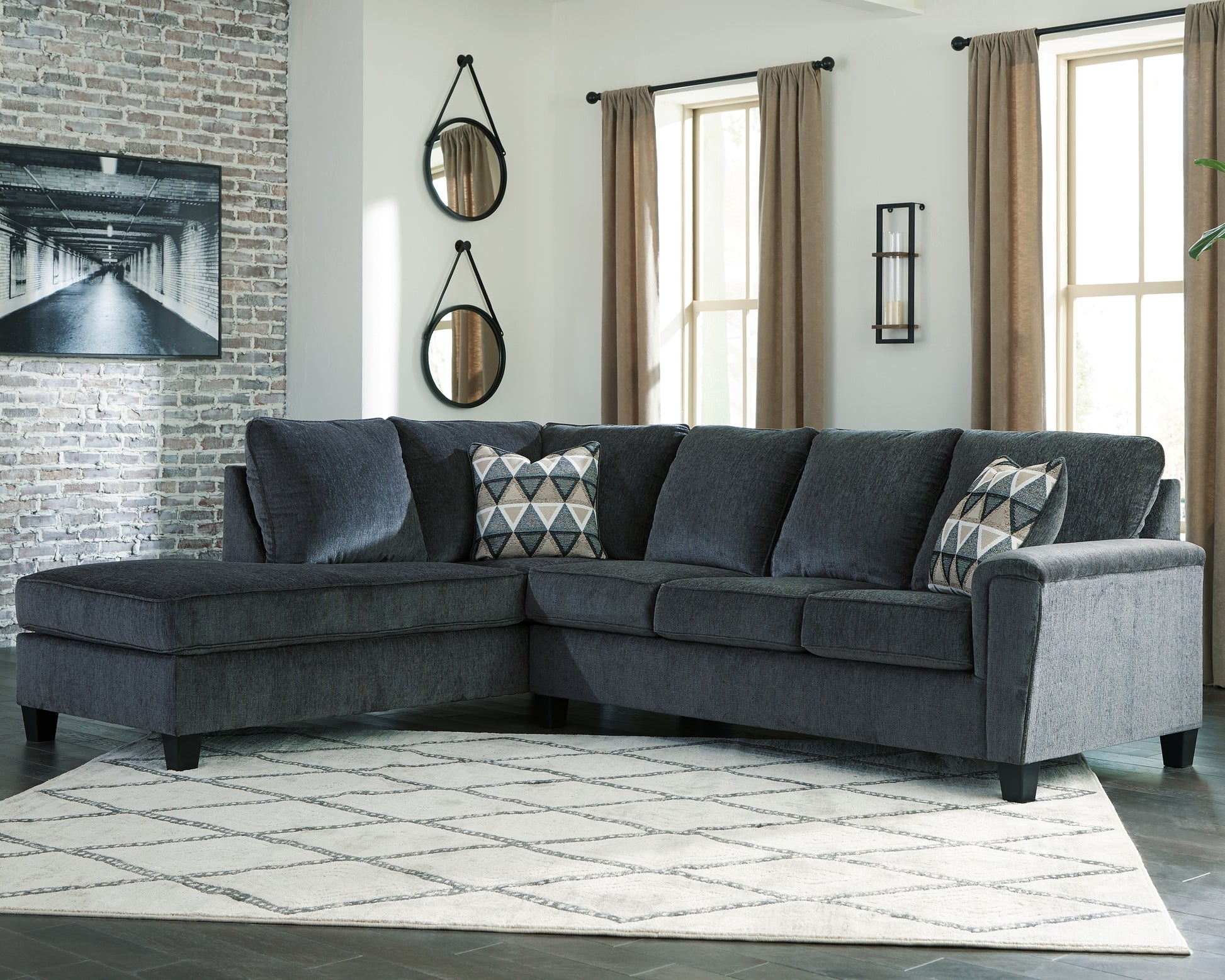 The Furniture Outlets - Ashley Furniture - Abinger Sectional - RAF 2-Piece Sectional with Chaise / Smoke - 83905S1
