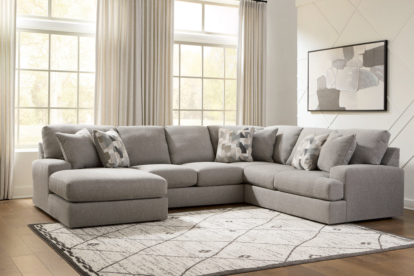 The Furniture Outlets - Ashley Furniture - Lindon Sectional - RAF 3-Piece Sectional with Chaise / Smoke - 84704S3