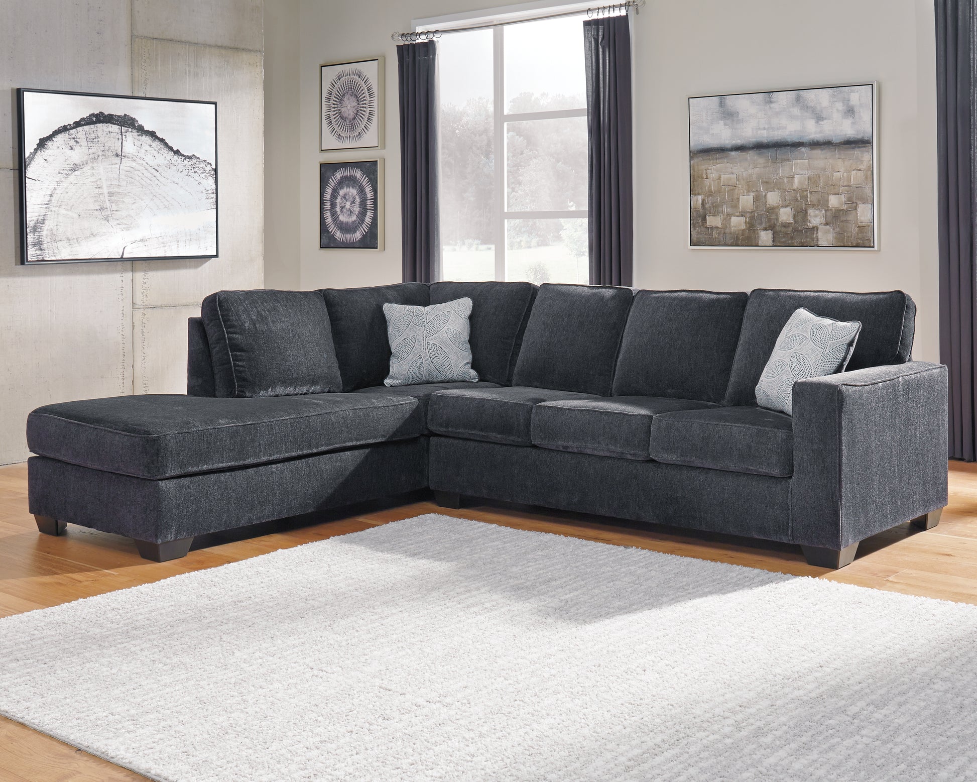 The Furniture Outlets - Ashley Furniture - Altari Sectional - RAF 2-Piece Sectional with Chaise / Slate - 87213S1