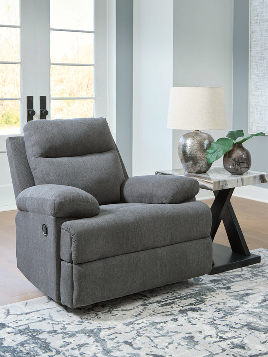 The Furniture Outlets - Ashley Furniture - Side-Swipe Living Room - REC Sofa w/Drop Down Table / Charcoal - PC9140689