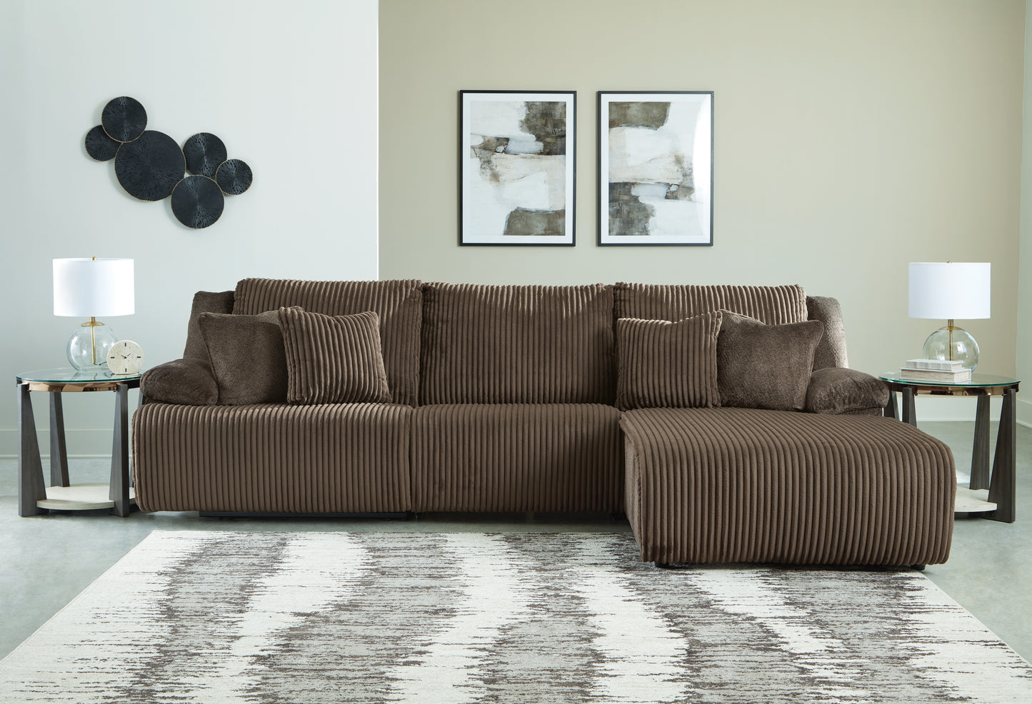 The Furniture Outlets - Ashley Furniture - Top Tier Sectional - 3-Piece Reclining Sectional Sofa Chaise / Chocolate - 92705S6