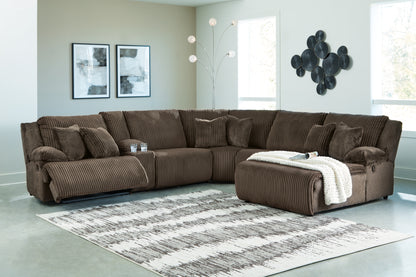 The Furniture Outlets - Ashley Furniture - Top Tier Sectional - 6-Piece Reclining Sectional with Chaise / Chocolate - 92705S1