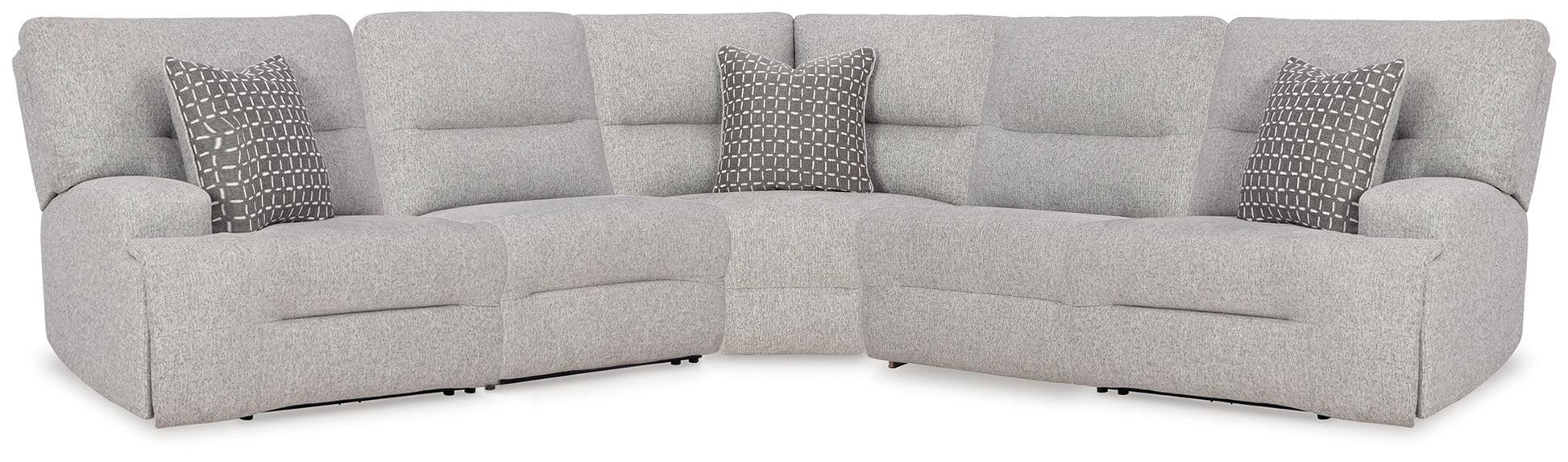 The Furniture Outlets - Ashley Furniture - Acklen Place Sectional - 5-Piece Power Reclining Sectional / Pewter - 93605S3