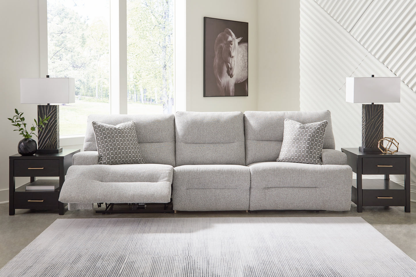 The Furniture Outlets - Ashley Furniture - Acklen Place Sectional - 3-Piece Power Reclining Sectional Sofa / Pewter - 93605S18