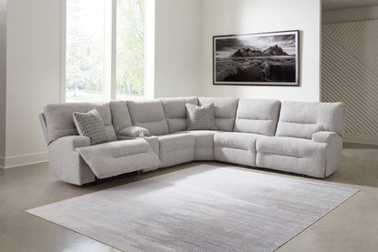 The Furniture Outlets - Ashley Furniture - Acklen Place Sectional - 6-Piece Power Reclining Sectional / Pewter - 93605S9