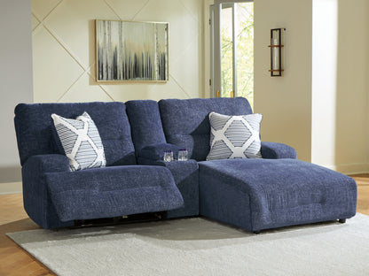 The Furniture Outlets - Ashley Furniture - Acklen Place Sectional - 3-Piece Power Reclining Sectional Sofa with Chaise / Navy - 93607S4
