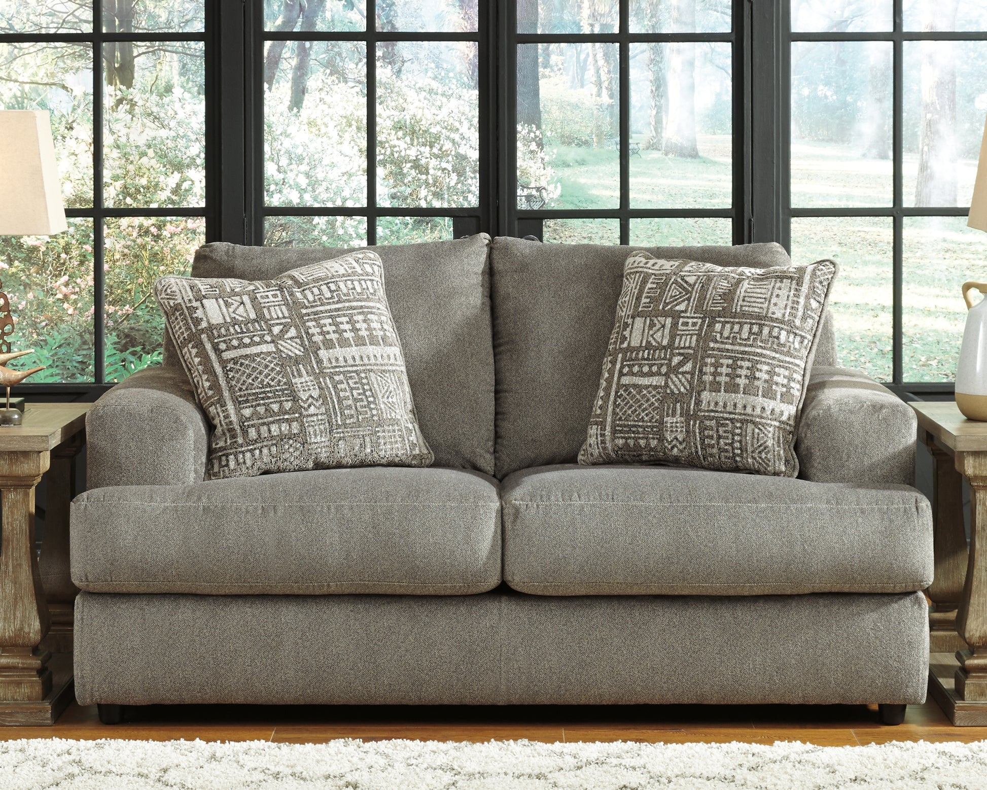 The Furniture Outlets - Ashley Furniture - Soletren Living Room - Loveseat / Ash - 9510335